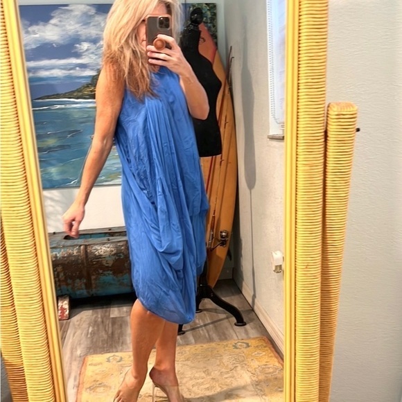 Simply Couture Gorgeous &Vibrant Blue Dress,Draped Layers,Soft, Romantic,Size M - Picture 4 of 16